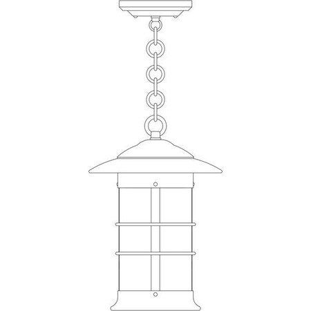 Arroyo Craftsman 9" Newport Long Body Pendant, Pewter, Rain Mist Glass NH-9LRM-P